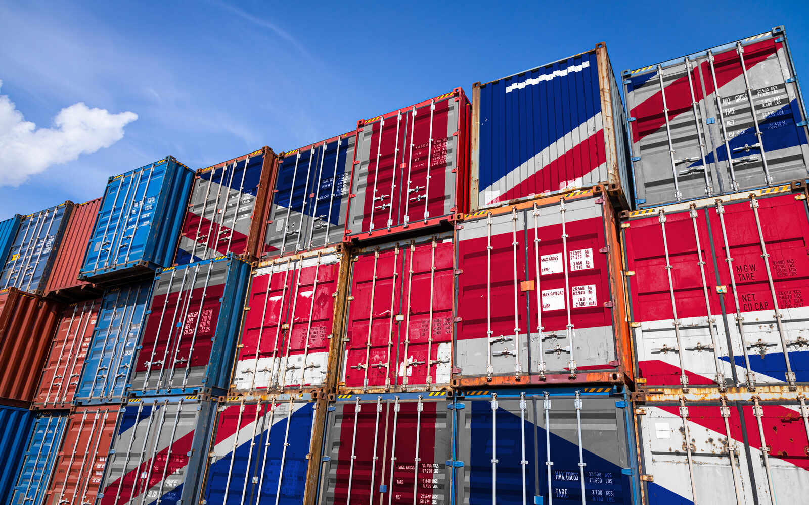 Stacked freight containers